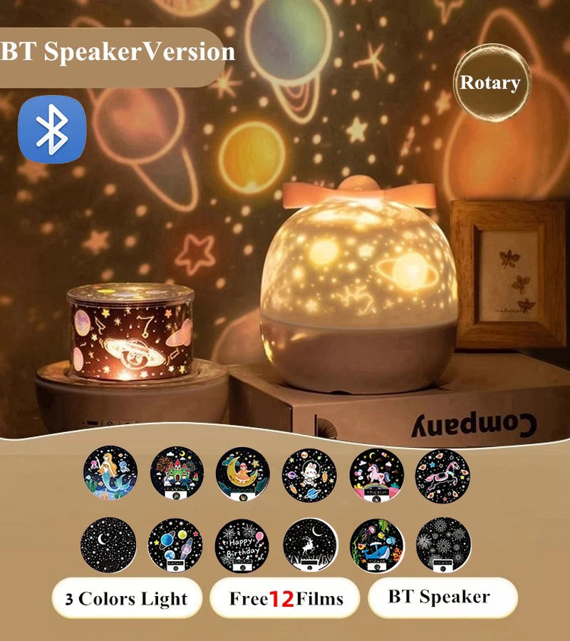 360° Rotate Night Light Galaxy Star Ocean Projector Lamp Kids Room 21 Projection Films Light Romantic Girl'S Gift Projector Lamp