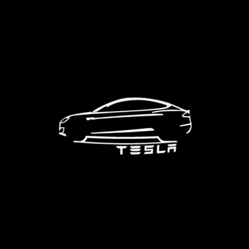 2/4Pcs Car Door LED Logo Projector Lights HD Welcome Light 3D Laser Ghost Shadow Light for  Model Y 3 S X Car Accessory