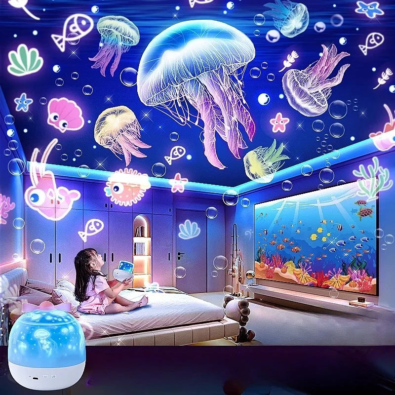 360° Rotate Night Light Galaxy Star Ocean Projector Lamp Kids Room 21 Projection Films Light Romantic Girl'S Gift Projector Lamp