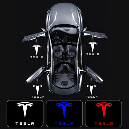 2/4Pcs Car Door LED Logo Projector Lights HD Welcome Light 3D Laser Ghost Shadow Light for  Model Y 3 S X Car Accessory