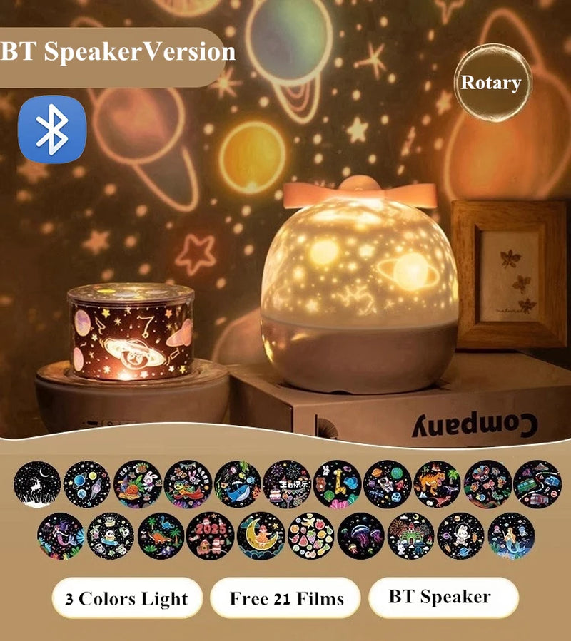 360° Rotate Night Light Galaxy Star Ocean Projector Lamp Kids Room 21 Projection Films Light Romantic Girl'S Gift Projector Lamp