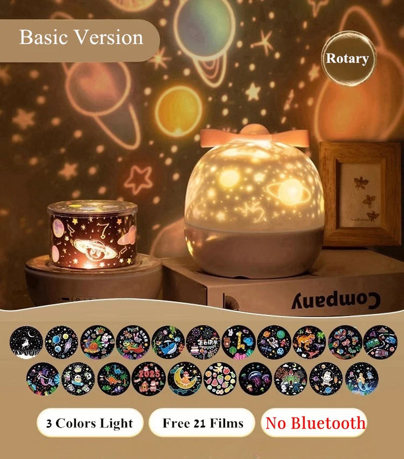 360° Rotate Night Light Galaxy Star Ocean Projector Lamp Kids Room 21 Projection Films Light Romantic Girl'S Gift Projector Lamp