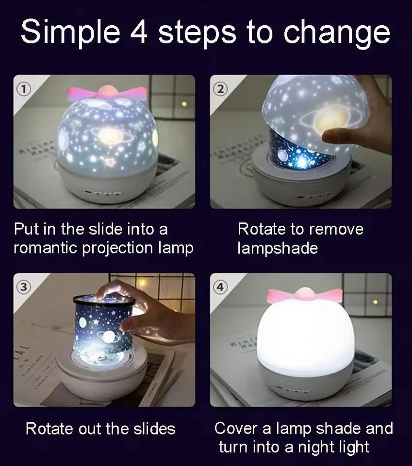 360° Rotate Night Light Galaxy Star Ocean Projector Lamp Kids Room 21 Projection Films Light Romantic Girl'S Gift Projector Lamp