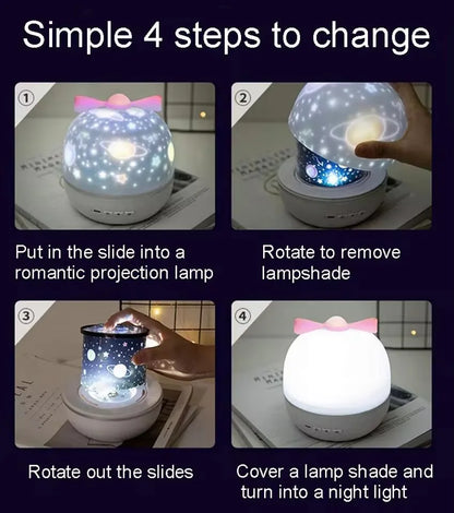 360° Rotate Night Light Galaxy Star Ocean Projector Lamp Kids Room 21 Projection Films Light Romantic Girl'S Gift Projector Lamp